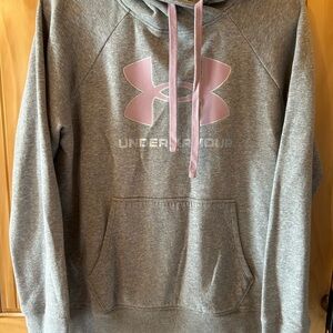 Under Armour Heather Gray Hoodie with Pink Accents